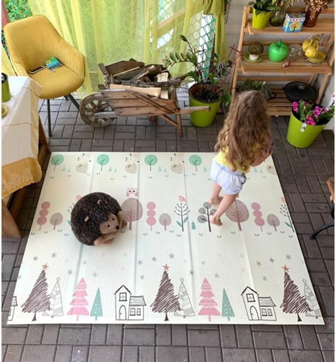 A PAPU BABY Tapete de juego Plegable 1.55 x 2.00 para Bebés Doble Vista. Baby Play Mat. (Oso).