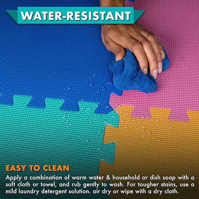 A Prosourcefit - Tapete de espuma para jugar con forma de rompecabezas para niños y bebés, con colores lisos, 36 o 16 baldosas entrelazadas con bordes, surtidas.