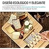 A CASA LITUS Tabla para Quesos de Madera de Bambú, con Compartimento para Cuchillos, Tenedores y Espátulas (Incluidos), Tabla para Servir Botanas y Carnes Frías, Resistente al Agua, Fácil de Limpiar.
