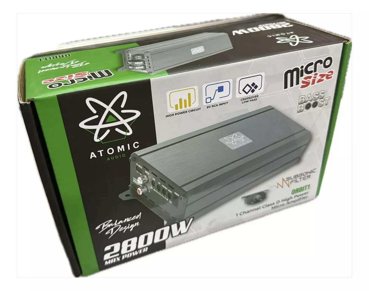 Amplificador Mini Atomic Audio Orbit1 2800w 1 canal Clase D .