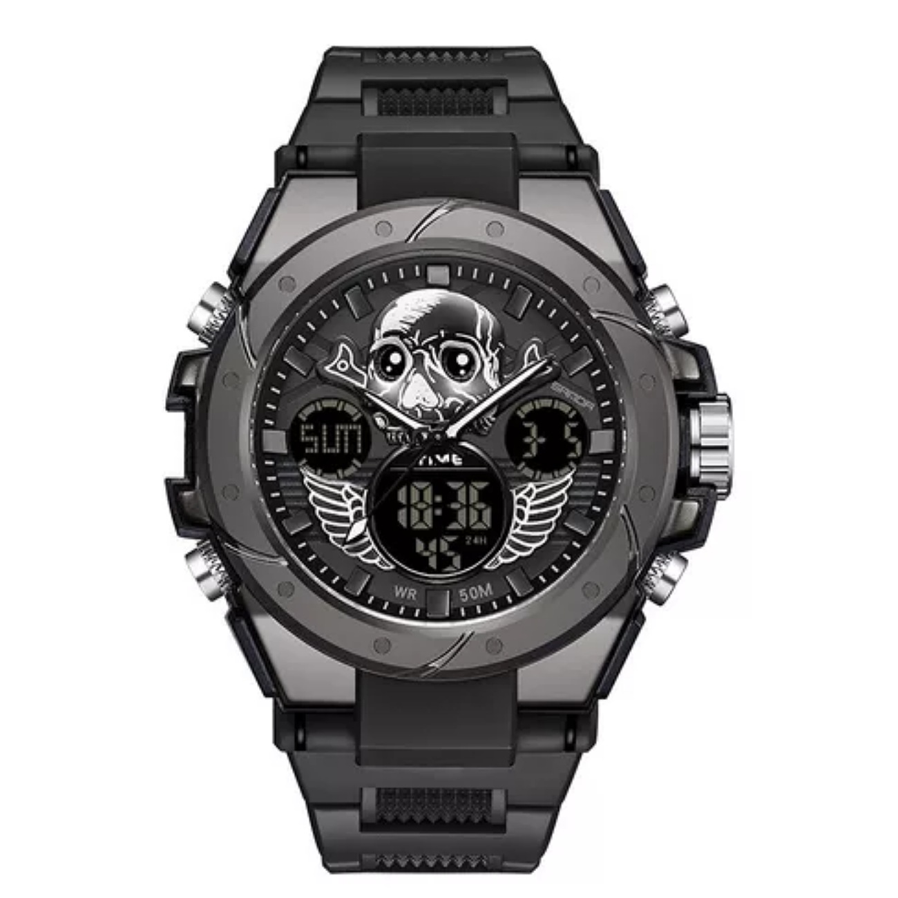 Cronógrafo Digital Impermeable Sanda Skull