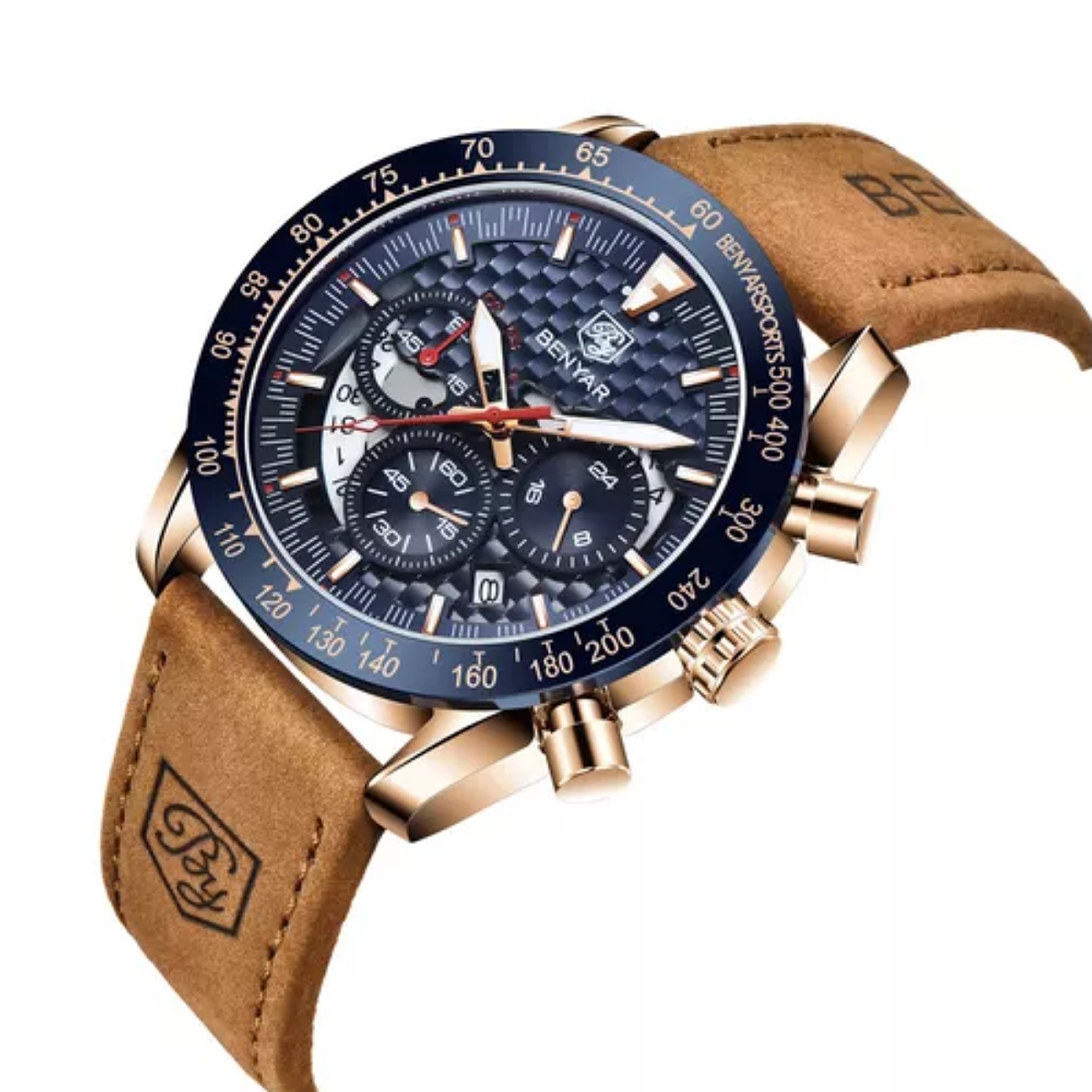 Reloj Benyar Hombre Reloj Cronógrafo Impermeable Cuarzo