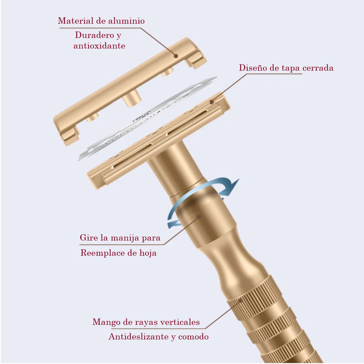 Rastrillo maquinilla afeitar clásica gris hombres mujeres afeitadora manual depilación cuchillas