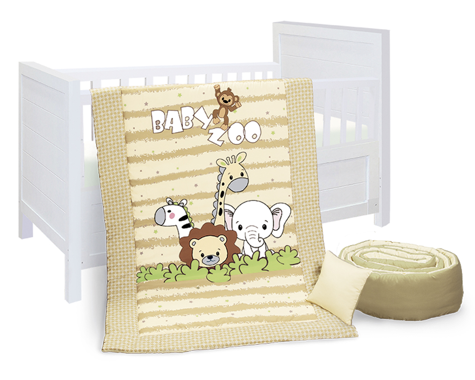 SET DE EDREDON PARA CAMA CUNA BABY ZOO 4 PZAS