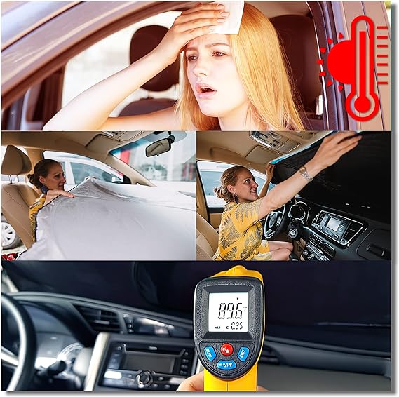kinder Fluff Parasol para Auto -El único Parasol para Coche Certificado Que ha demostrado Bloquear el 99,87% de los RUV –Protector Solar –Accesorio para Auto -Parasol para Auto Parabrisas(Grande).