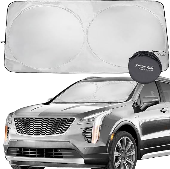 kinder Fluff Parasol para Auto -El único Parasol para Coche Certificado Que ha demostrado Bloquear el 99,87% de los RUV –Protector Solar –Accesorio para Auto -Parasol para Auto Parabrisas(Grande).