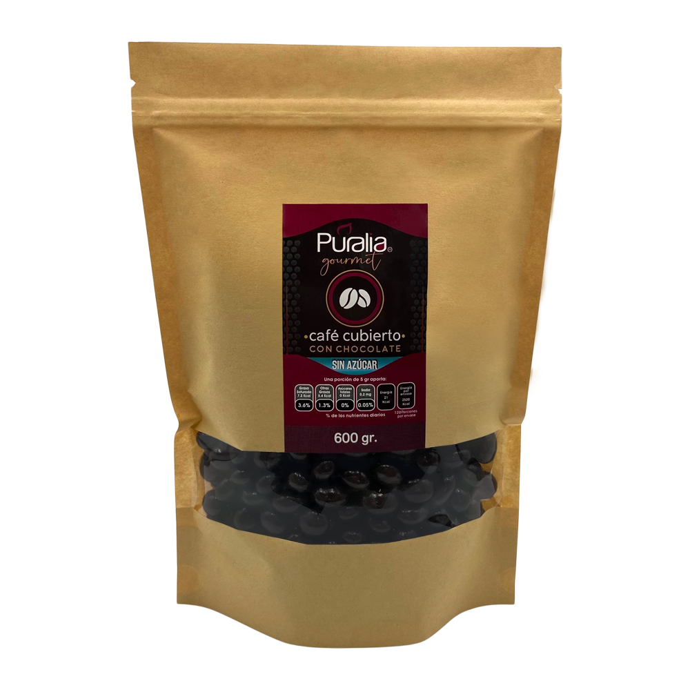 Puralia Gourmet Grano De Café Cubierto Con Chocolate Sin Azucar 600 g.