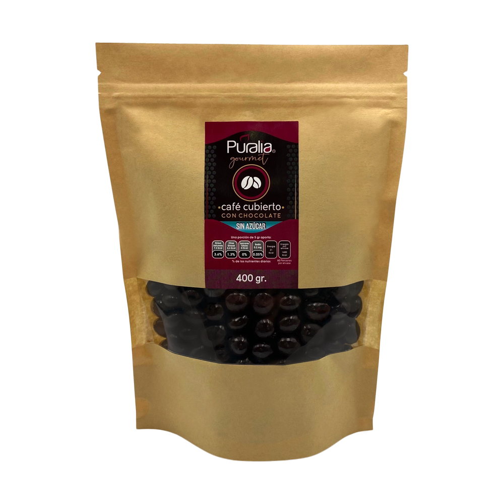 Puralia Gourmet Grano De Café Cubierto Con Chocolate Sin Azucar 400 g.