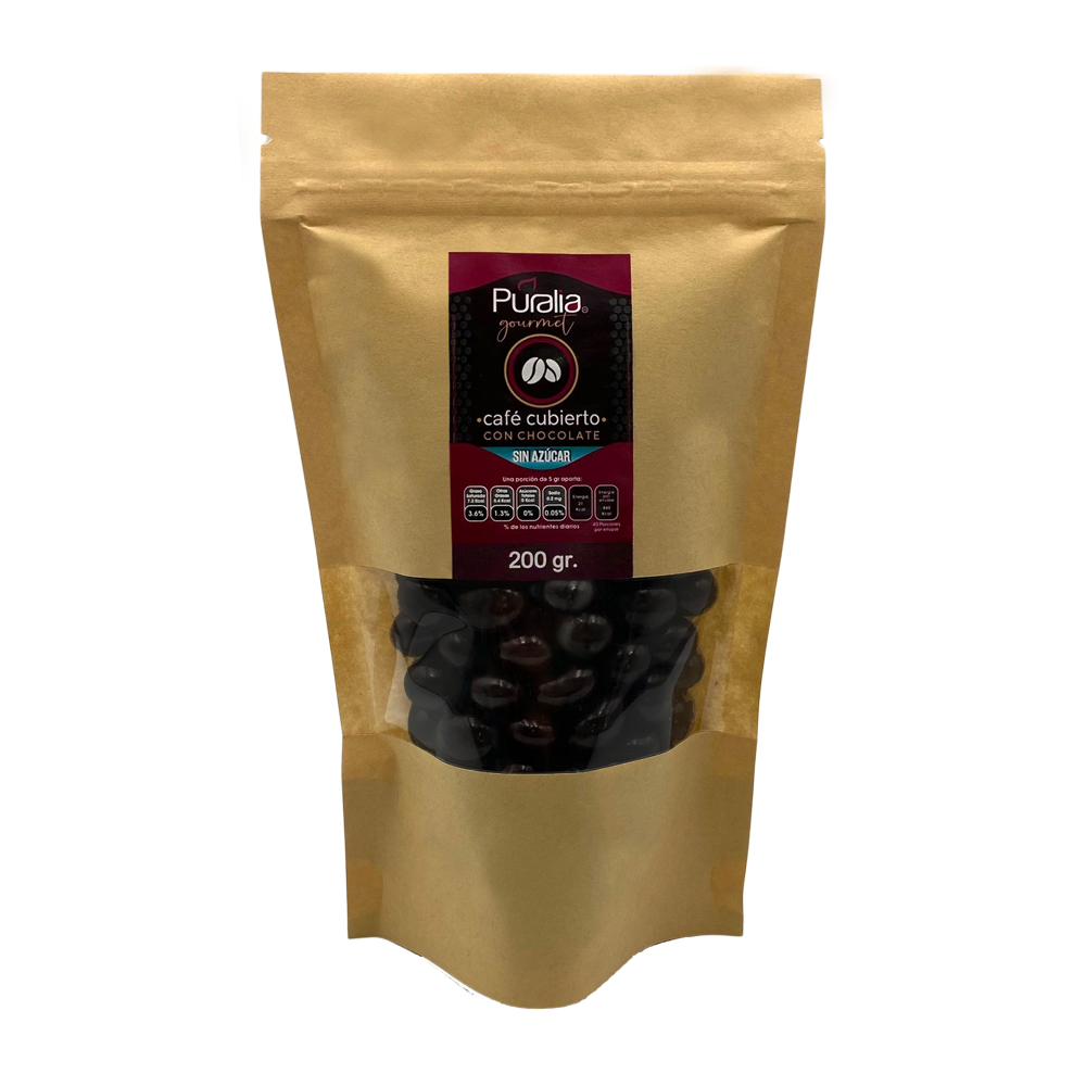 Puralia Gourmet Grano De Café Cubierto Con Chocolate Sin Azucar 200 g.