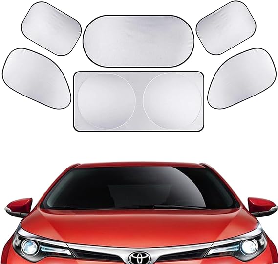 ELECTRIC CHOICE Parasoles de Coche 6pcs, Parasol para Auto Plegable, Protector de Coche Anti-UV y contra Calor, Sol Automovil Plegable con Bolsa de Almacenaje, Parasol Reflectante para Parabrisas.