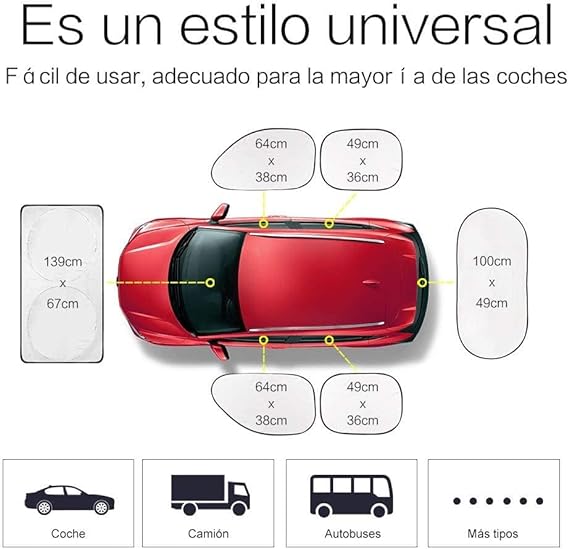 ELECTRIC CHOICE Parasoles de Coche 6pcs, Parasol para Auto Plegable, Protector de Coche Anti-UV y contra Calor, Sol Automovil Plegable con Bolsa de Almacenaje, Parasol Reflectante para Parabrisas.