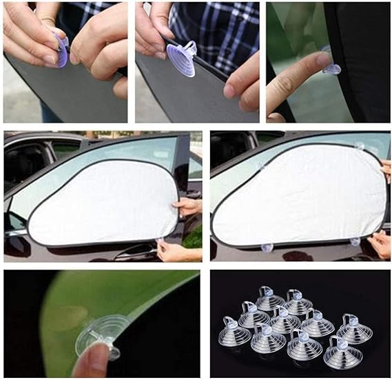 ELECTRIC CHOICE Parasoles de Coche 6pcs, Parasol para Auto Plegable, Protector de Coche Anti-UV y contra Calor, Sol Automovil Plegable con Bolsa de Almacenaje, Parasol Reflectante para Parabrisas.