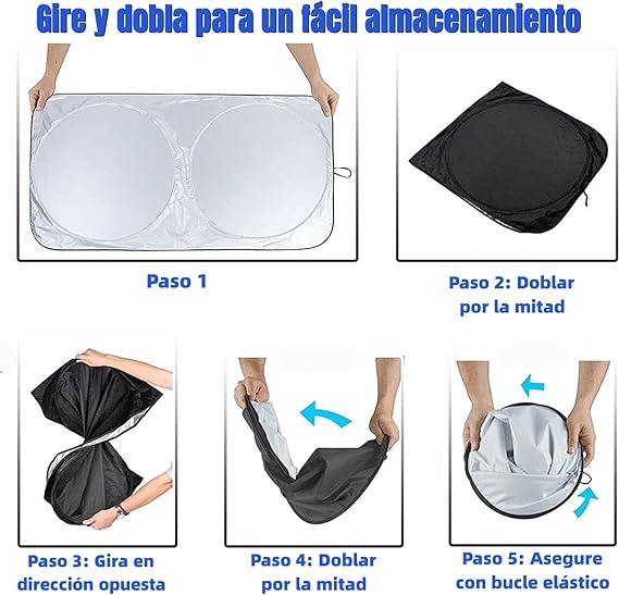 ELECTRIC CHOICE Parasoles de Coche 6pcs, Parasol para Auto Plegable, Protector de Coche Anti-UV y contra Calor, Sol Automovil Plegable con Bolsa de Almacenaje, Parasol Reflectante para Parabrisas.