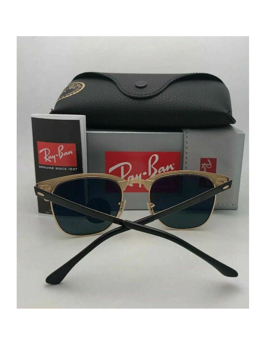 Lentes de sol Ray Ban Rb3716 187/58 Clubmaster Metal Negro G-15 Dorado Polarizado