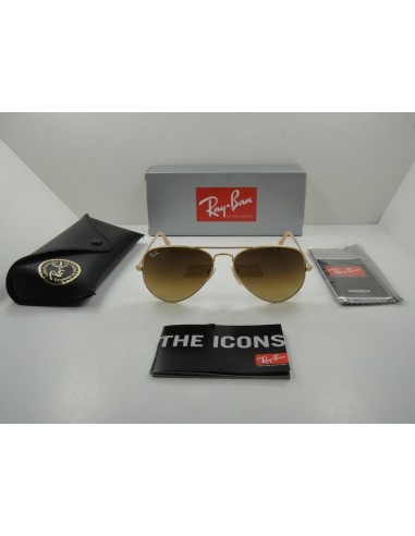 Lentes de sol Ray Ban Rb3026 112/85 Aviator Cafe Gradiente Dorado Gota Grande