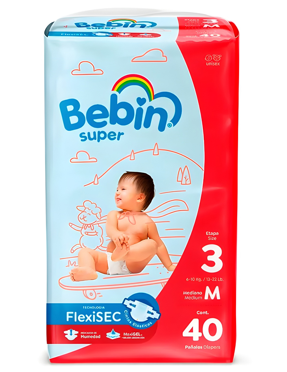 Pañal Bebin Súper Mediano 40 Pz.