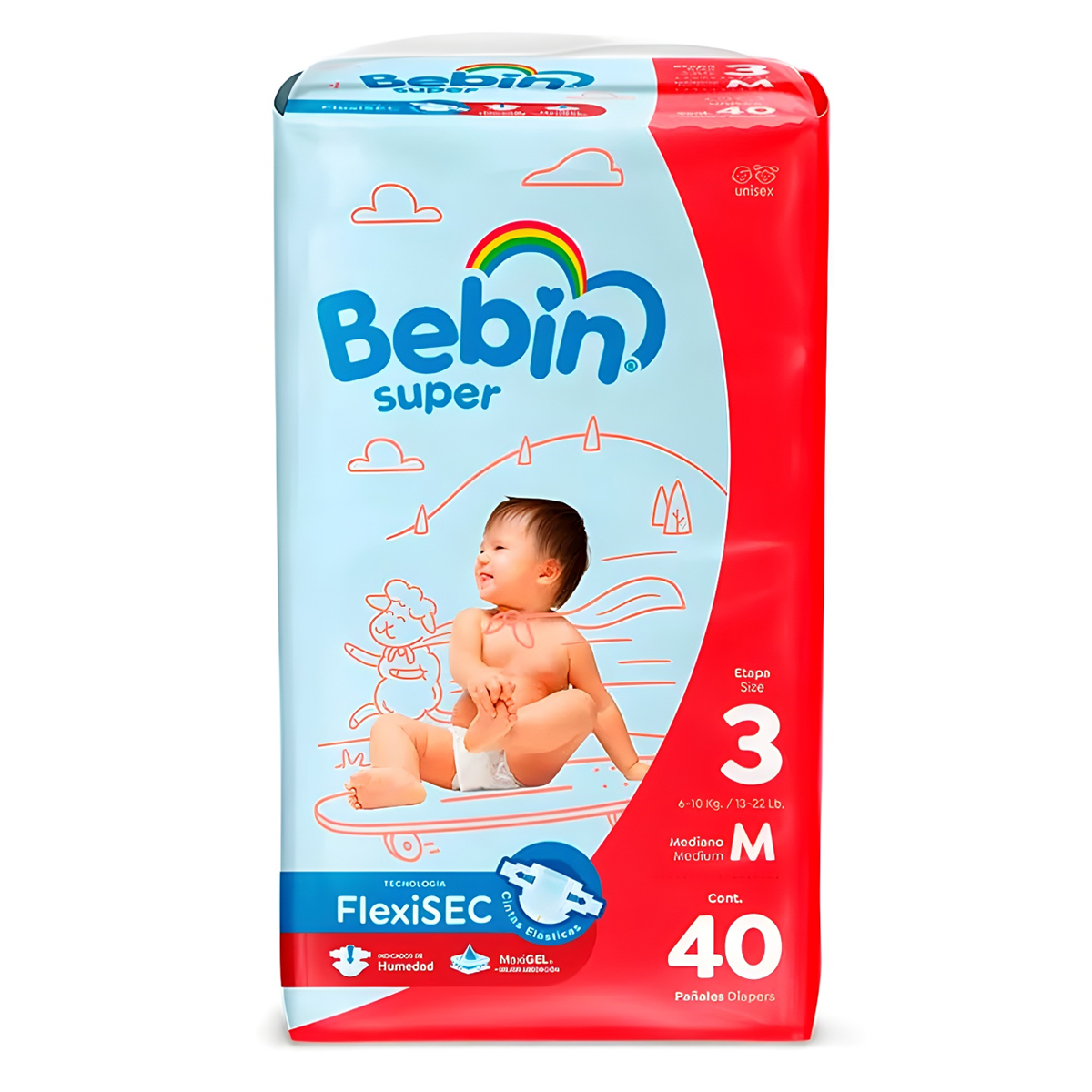 Pañal Bebin Súper Mediano 40 Pz.