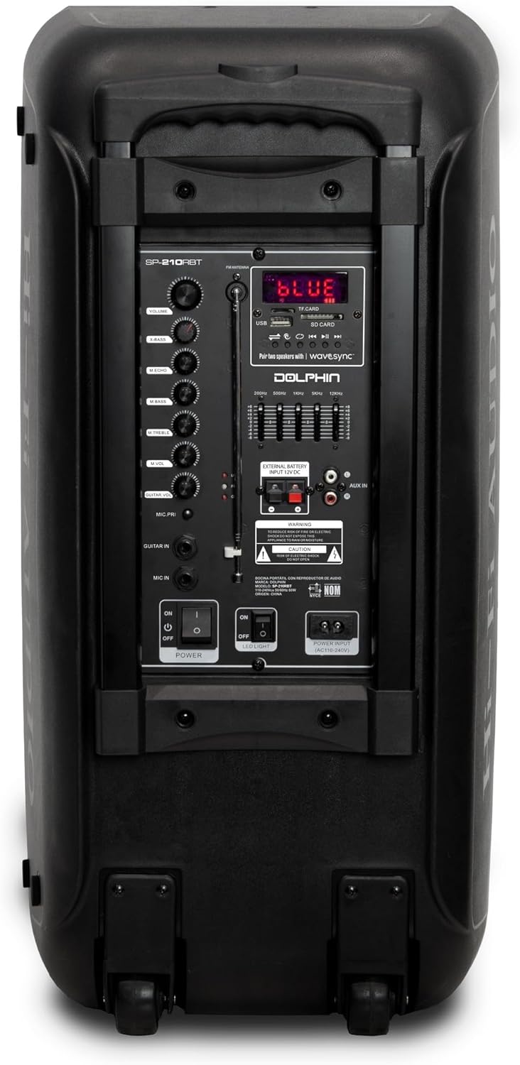Bocina Bafle Recargable Dual 10" Bluetooth 3400w SP-210RBT Dolphin.