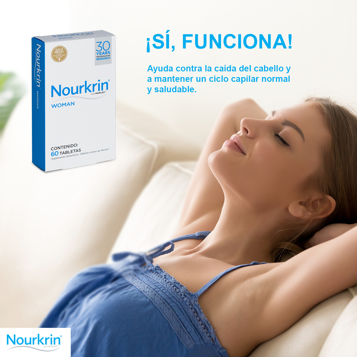 Nourkrin Woman 60 Tabletas Tratamiento para la caída del cabello.