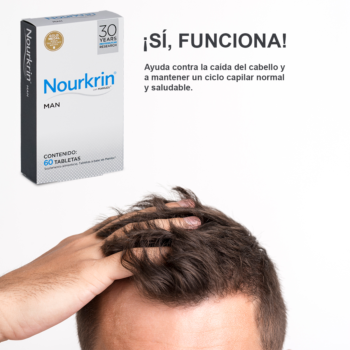 Nourkrin Man 60 Tabletas Tratamiento contra la caída del cabello