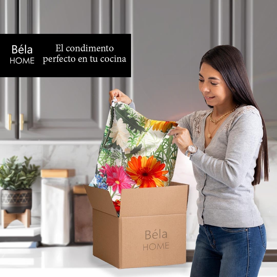 Béla Home Cortinas Cocina Estampada 1.30 Alto X 2m Ancho (Margarita).