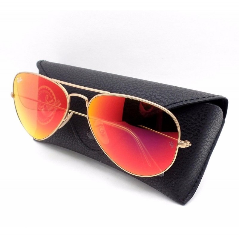 Lentes de sol Ray Ban Rb3026 112 69 Aviator Rojo Espejo Gota Grande