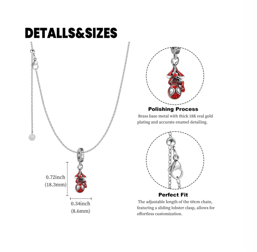Collar 925 En Plata Con Dije Los Vengadores Spiderman .