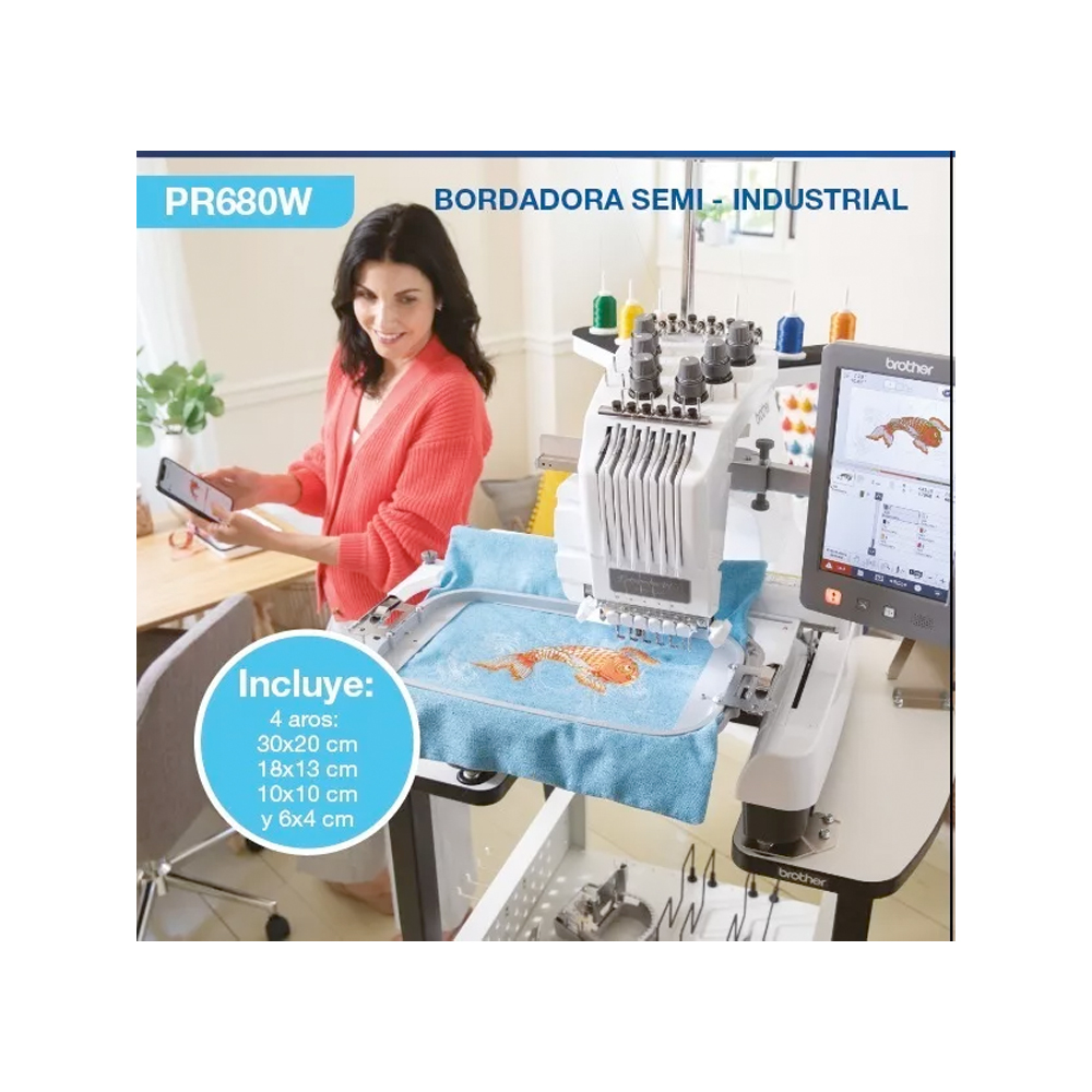 Bordadora Semi Industrial De 6 Agujas Brother PR680W