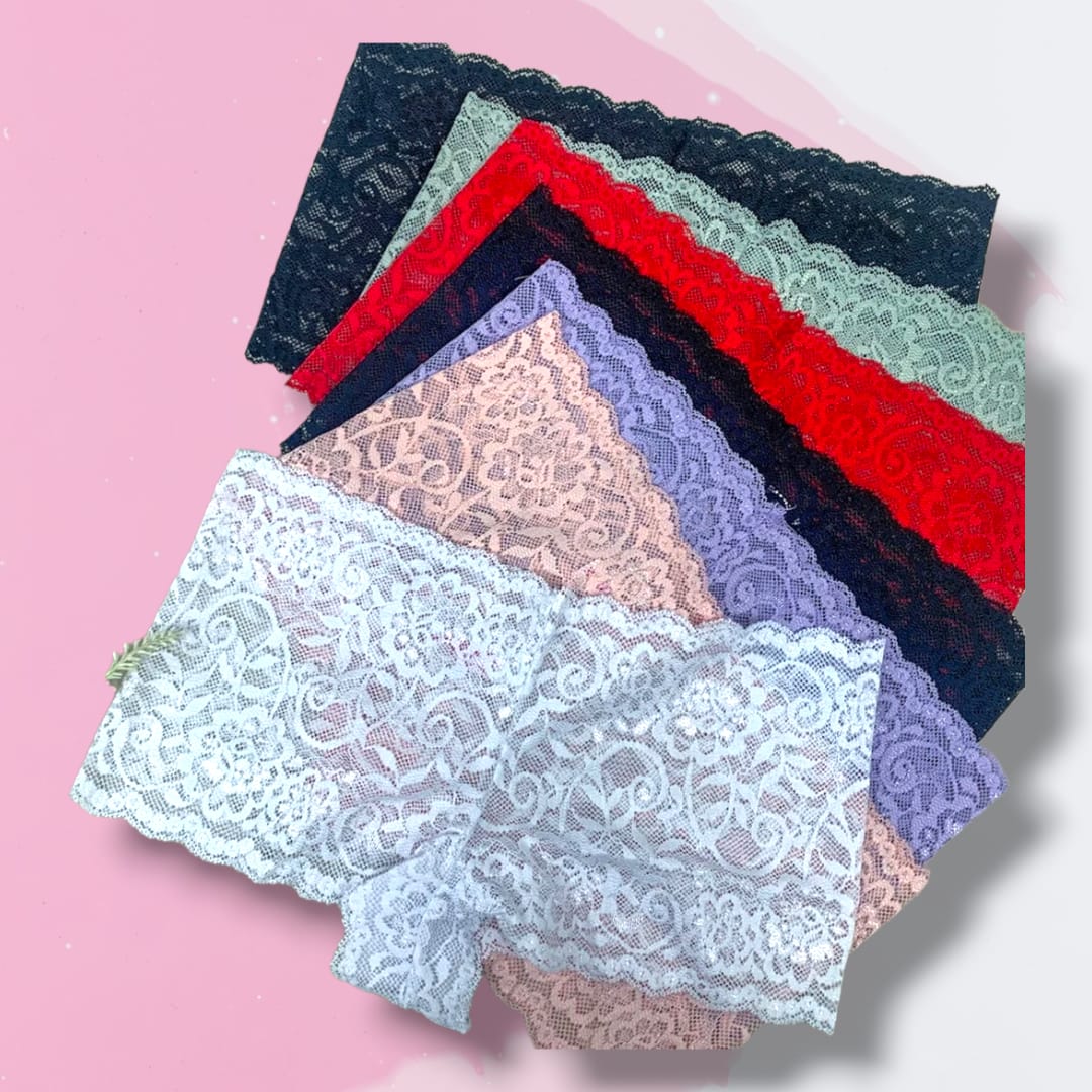 Set 6 calzones cacheteros con encaje para mujer, talla grande, color/modelo aleatorio.