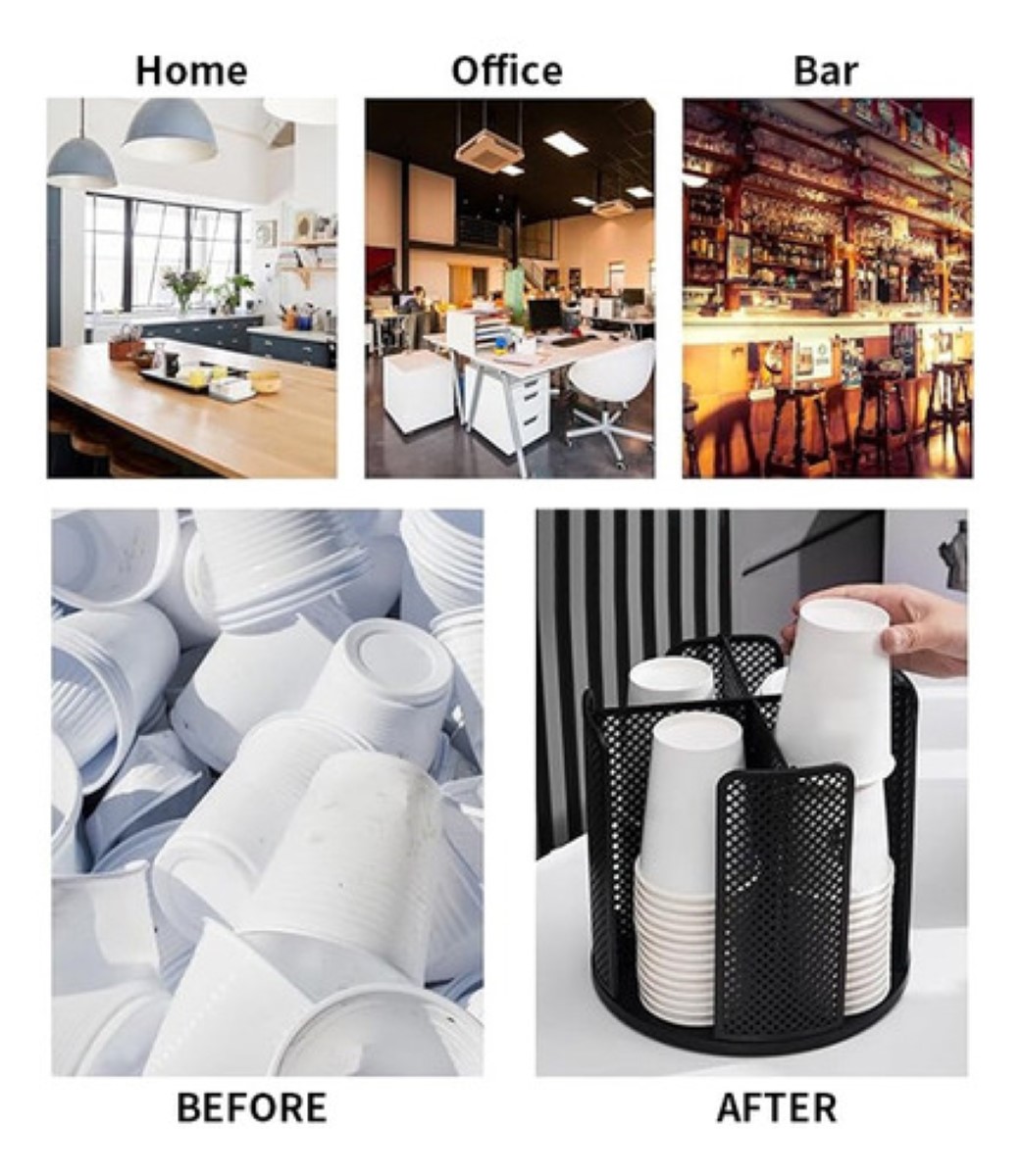 "Organizador De Vasos Con 4 Compartimentos Para Cafetería negro "