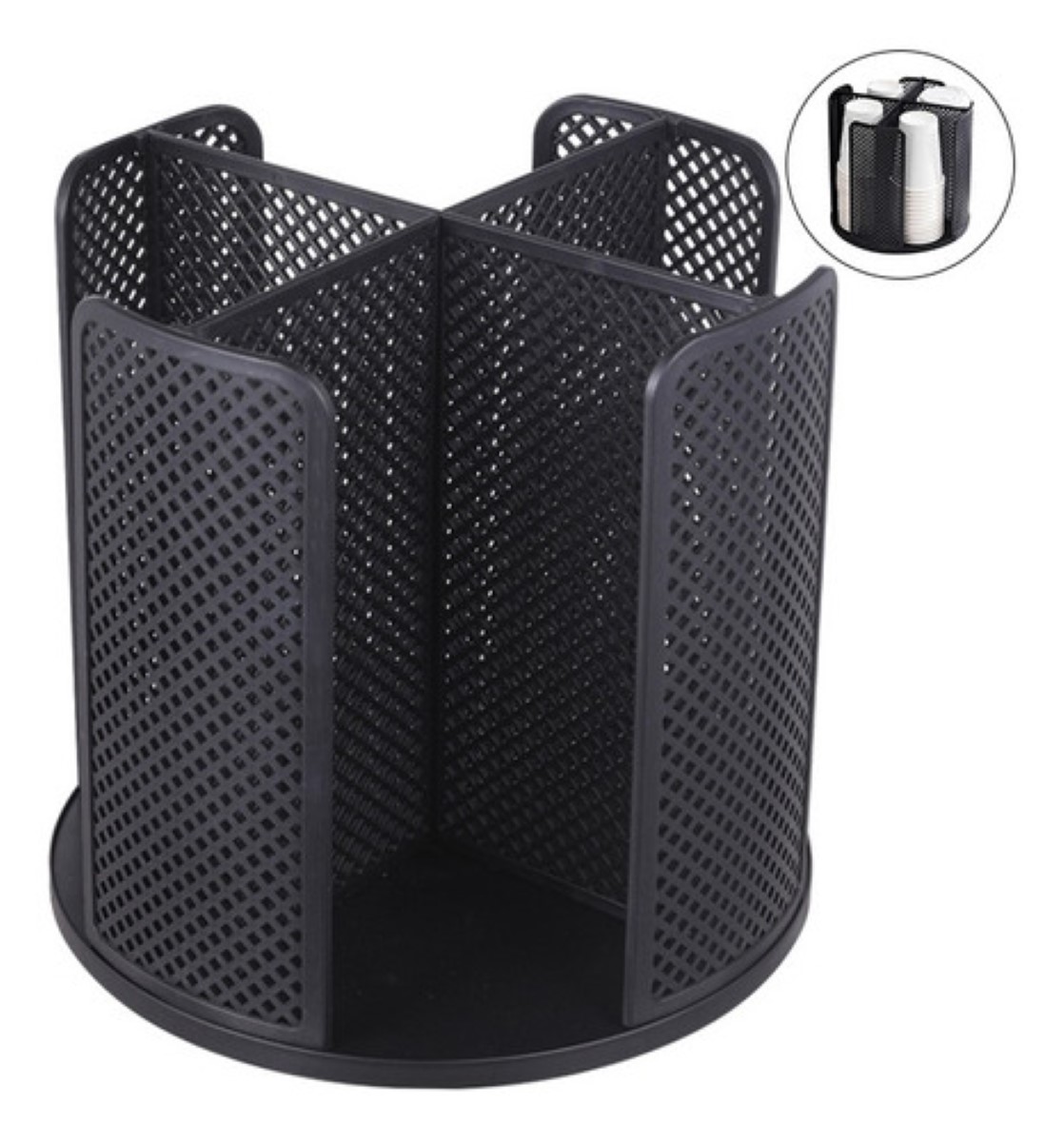 "Organizador De Vasos Con 4 Compartimentos Para Cafetería negro "