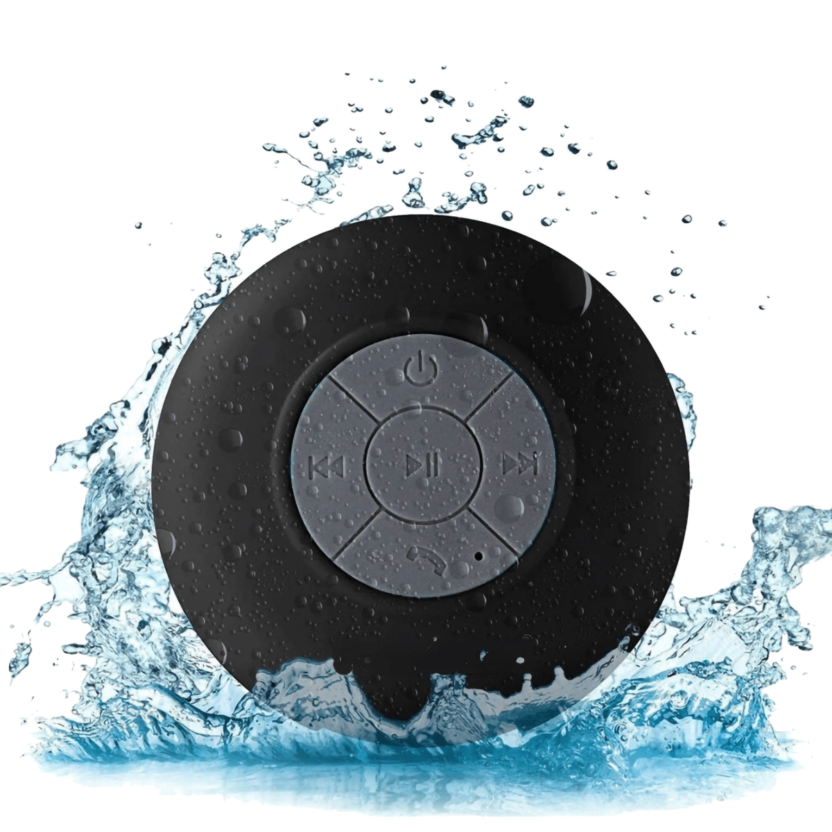 Bocina Negro Bluetooth Redonda Impermeable Contra Agua Baño Negro