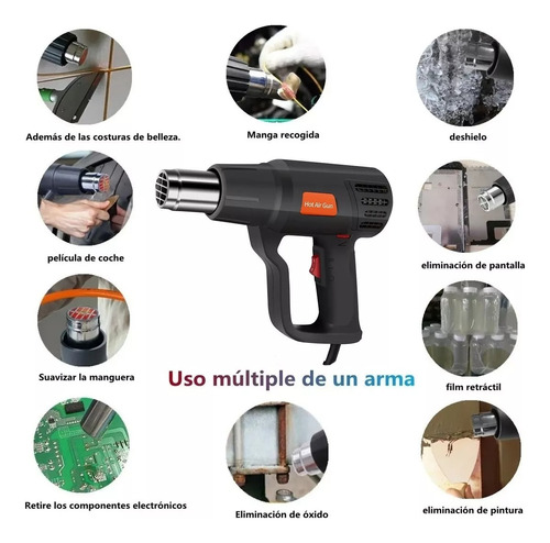 Pistola De Calor De 2000w Temperatura Regulable 6 Boquillas