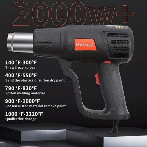 Pistola De Calor De 2000w Temperatura Regulable 6 Boquillas