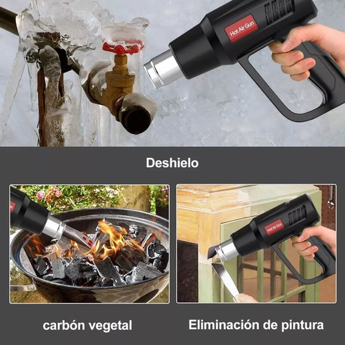 Pistola De Calor De 2000w Temperatura Regulable 6 Boquillas