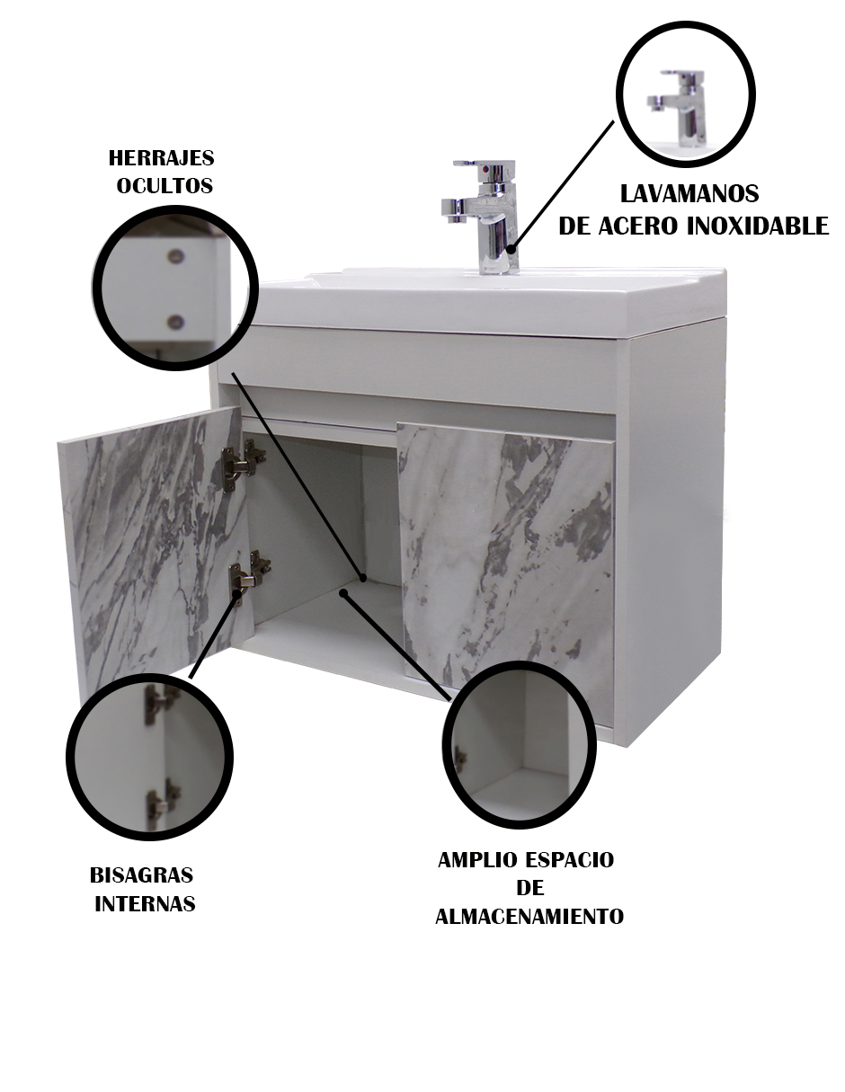 Gabinete Flotante Para Baño Mariam Con Lavabo Y Monomando