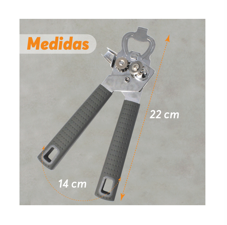 Abrelatas Manual Destapador 2 En 1 De Acero Inoxidable.