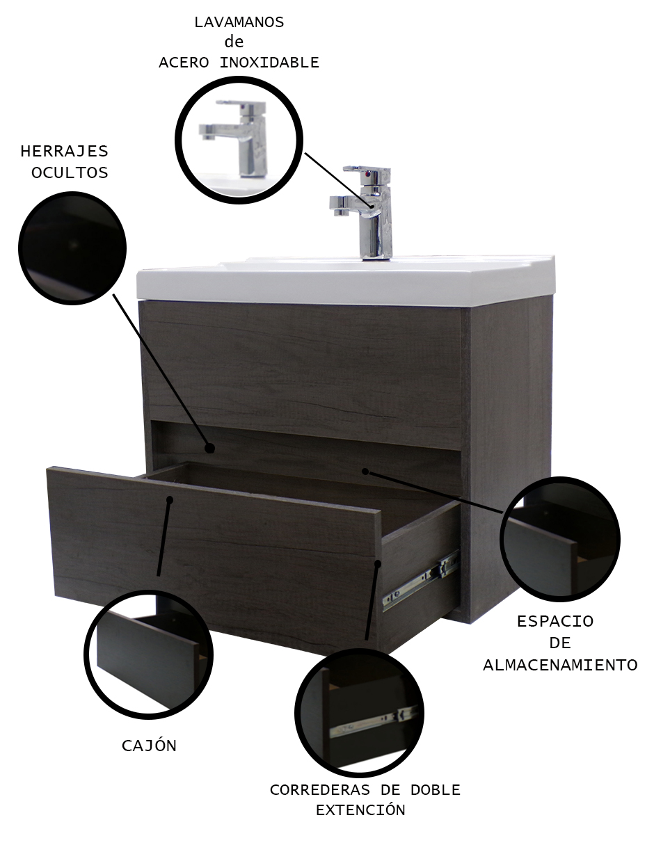 Gabinete Para Baño Con Lavamanos Y Monomando Vanity