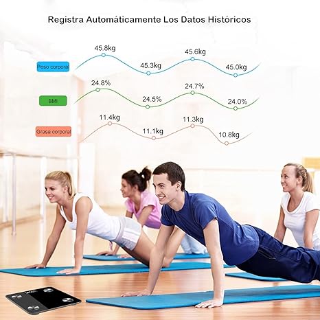 GGTT - Bascula Digital Corporal y Muscular, Balanza Inteligente, Conexión via Bluetooth al App, Pesos de Hasta 180 Kg, Precisión Hasta 0.01Kg, Soporta Recordar Datos de 8 Usuarios (Negro.