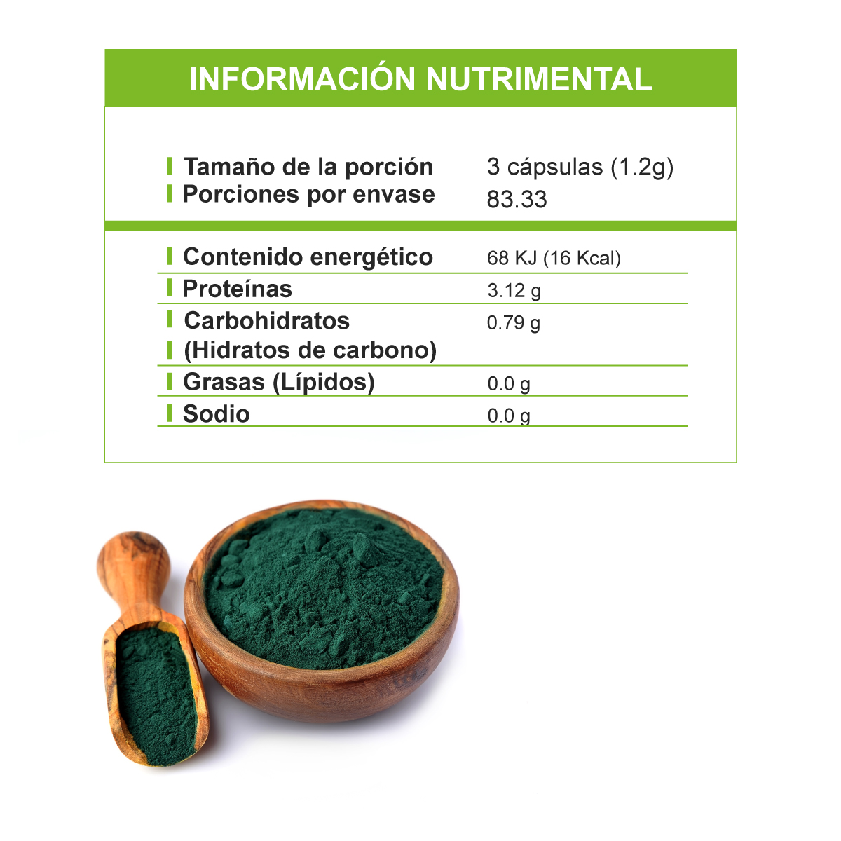 Alga Spirulina 250 Caps. BEST HEALTH. certificada pura, rica en Vitaminas, Minerales y Proteínas 