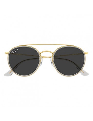 Lentes de sol Ray Ban Rb3647n 9210/48 Round Double Bridge Negro Polarizado Dorado