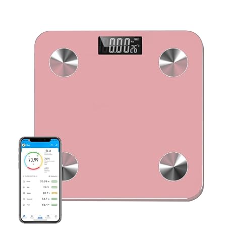 GGTT - Bascula Digital Corporal y Muscular, Balanza Inteligente, Análisis de datos múltiples, Conexión via Bluetooth al App, Pesos de Hasta 180 Kg, Precisión Hasta 0.01Kg Oro Rosa).