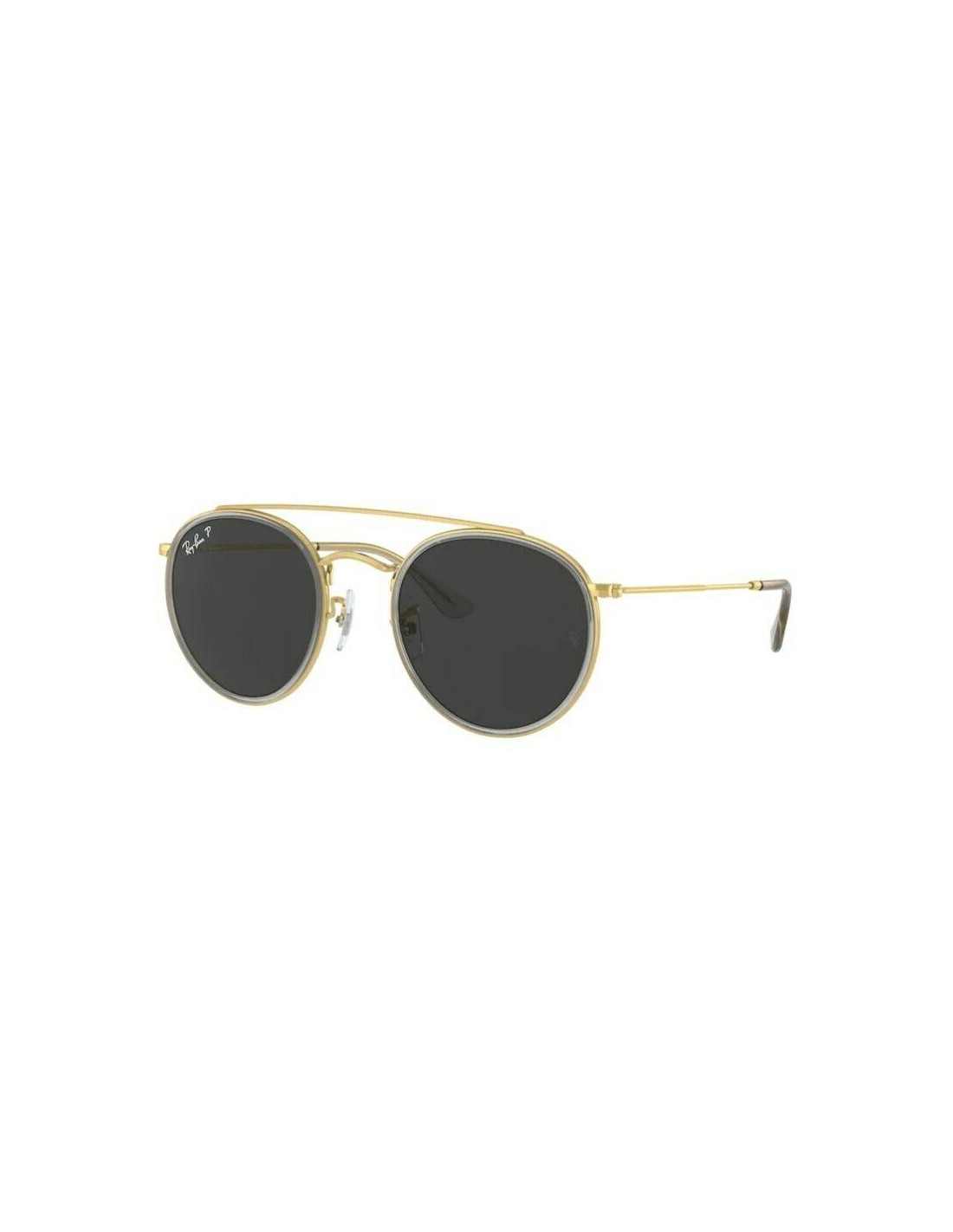 Lentes de sol Ray Ban Rb3647n 9210/48 Round Double Bridge Negro Polarizado Dorado
