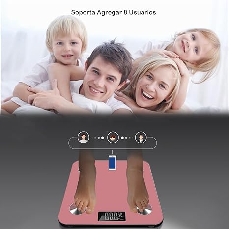 GGTT - Bascula Digital Corporal y Muscular, Balanza Inteligente, Análisis de datos múltiples, Conexión via Bluetooth al App, Pesos de Hasta 180 Kg, Precisión Hasta 0.01Kg Oro Rosa).