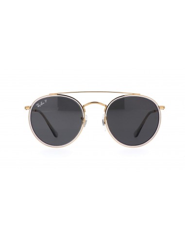 Lentes de sol Ray Ban Rb3647n 9210/48 Round Double Bridge Negro Polarizado Dorado