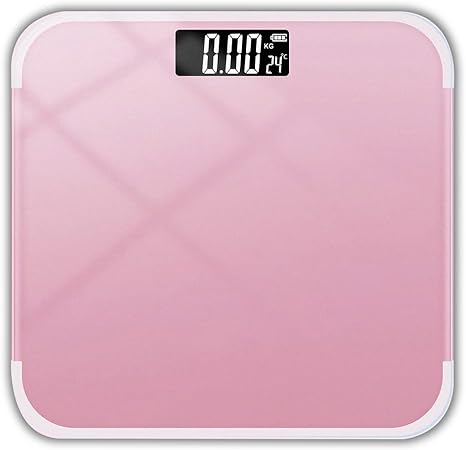 bascula digital corporal Grasa corporal Báscula de baño de peso digital con tecnología de paso, báscula de baño de cuerpo de precisión, pantalla LED retroiluminada de vidrio templado de 6 mm fácil de leer (rosado).