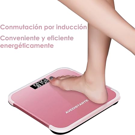 bascula digital corporal Grasa corporal Báscula de baño de peso digital con tecnología de paso, báscula de baño de cuerpo de precisión, pantalla LED retroiluminada de vidrio templado de 6 mm fácil de leer (rosado).