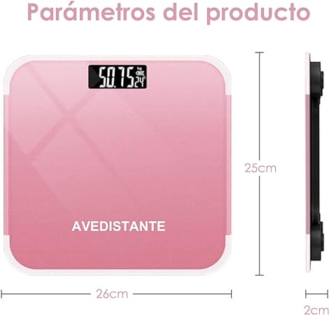 bascula digital corporal Grasa corporal Báscula de baño de peso digital con tecnología de paso, báscula de baño de cuerpo de precisión, pantalla LED retroiluminada de vidrio templado de 6 mm fácil de leer (rosado).