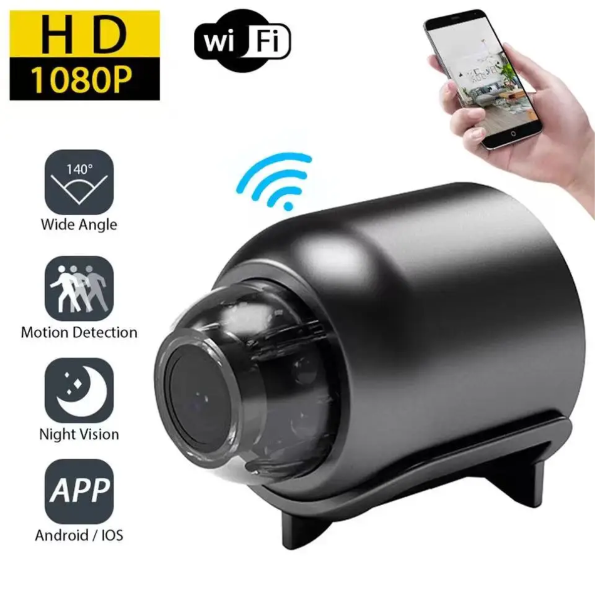 MINICÁMARA HD 1080P INALÁMBRICA SEGURIDAD INTERIOR VIGILANCIA VISIÓN NOCTURNA 3840