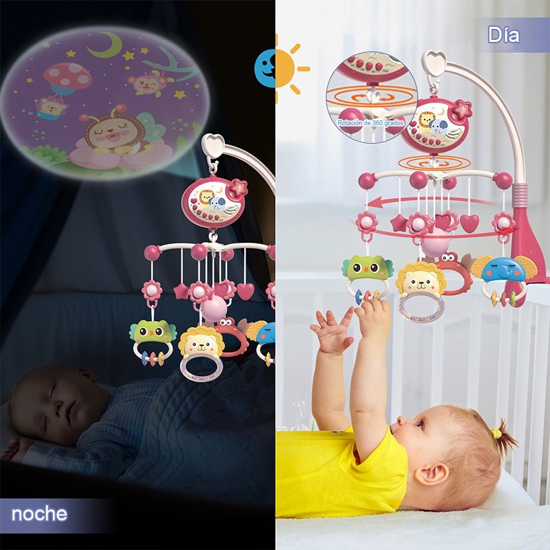 Brazo Móvil Musical Para Cuna Sonajero Giratoria Proyector